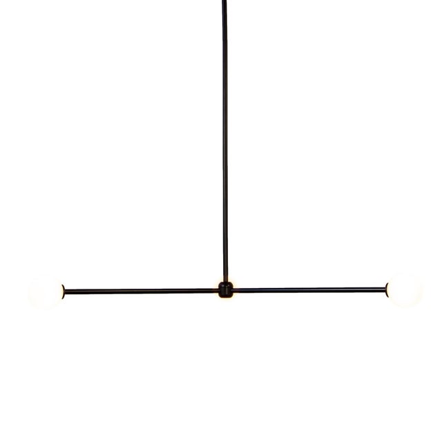 Black Globe Chandelier 3, Black, 32.5in H, 3 Inch Glass Globes, by Research.Lighting, Modern, Minimal Hanging Light For Sale - Image 8 of 8