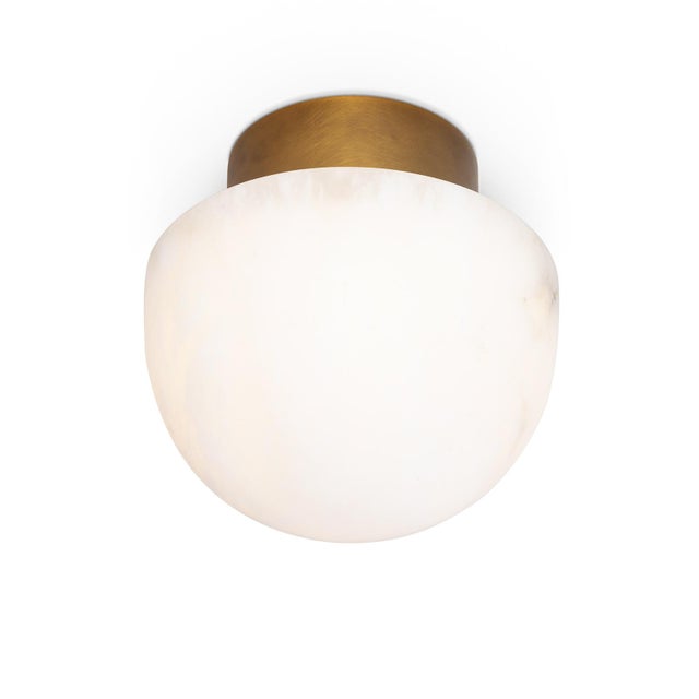 Regina Andrew Parker Alabaster Flush Mount, Natural Brass For Sale In Detroit - Image 6 of 6