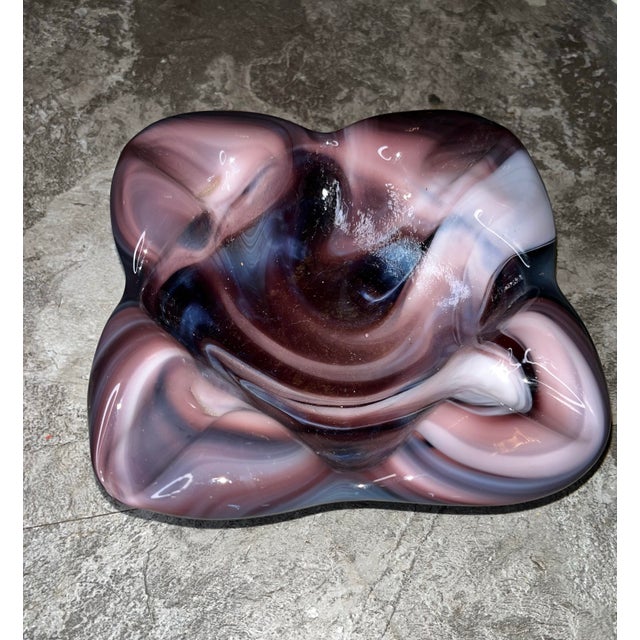 Glass 1970s Mid-Century Modern Amethyst Slag Glass Ashtray Catchall For Sale - Image 7 of 8