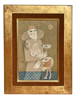 Sami Briss, Alice and Her Bird, Watercolor
