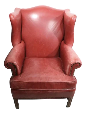 1990s Classic Leather Wing Chair by Ethan Allen