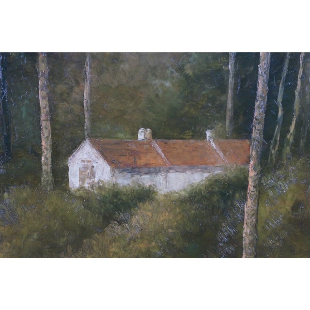 Late 20th Century L. Stephano Impressionist Country Farmhouse Landscape Oil Painting 83" For Sale - Image 10 of 15