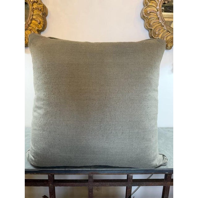 Green Pair of Stenciled Nomi Velvet Pillows For Sale - Image 8 of 8