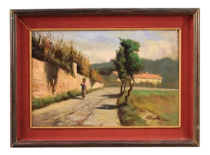 C. Filippelli, Italian Landscape, 1950, Oil on Panel