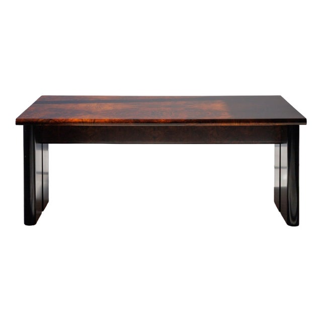 Burlwood Executive Desk, 1980s For Sale