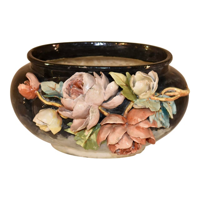 19th Century French Majolica Jardiniere For Sale