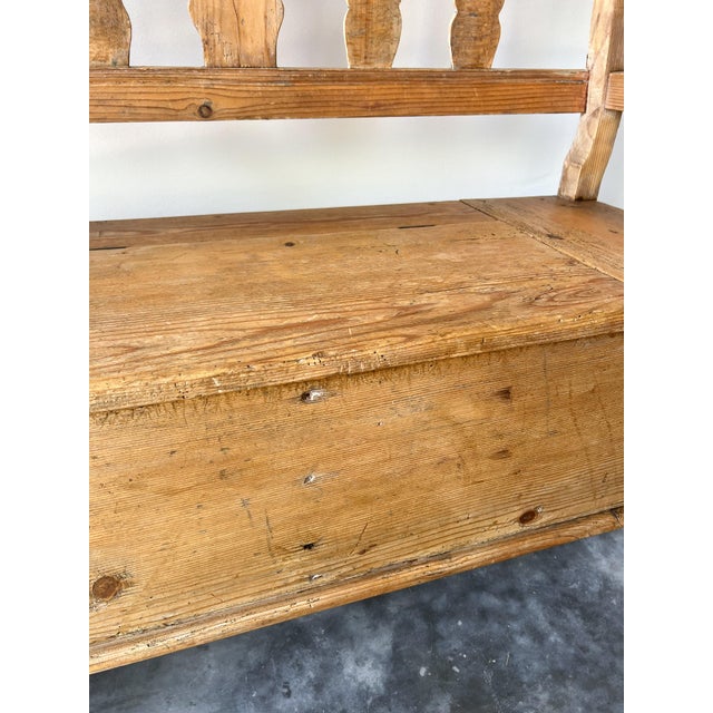 Antique European Pine Storage Bench For Sale - Image 9 of 10
