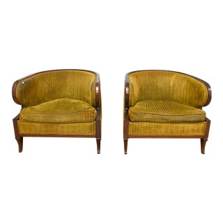 Pair, Mid Century Round Back Mahogany Club Chairs - Designers Restoration Project For Sale