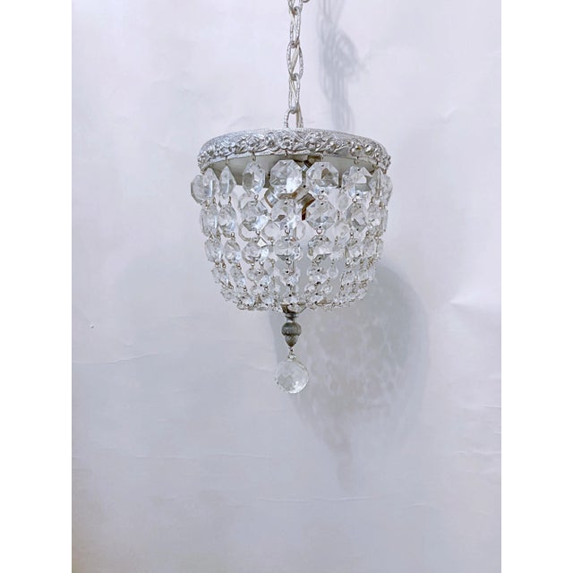 Silver 1950s Italian Silver Rim Basket Chandelier For Sale - Image 8 of 8