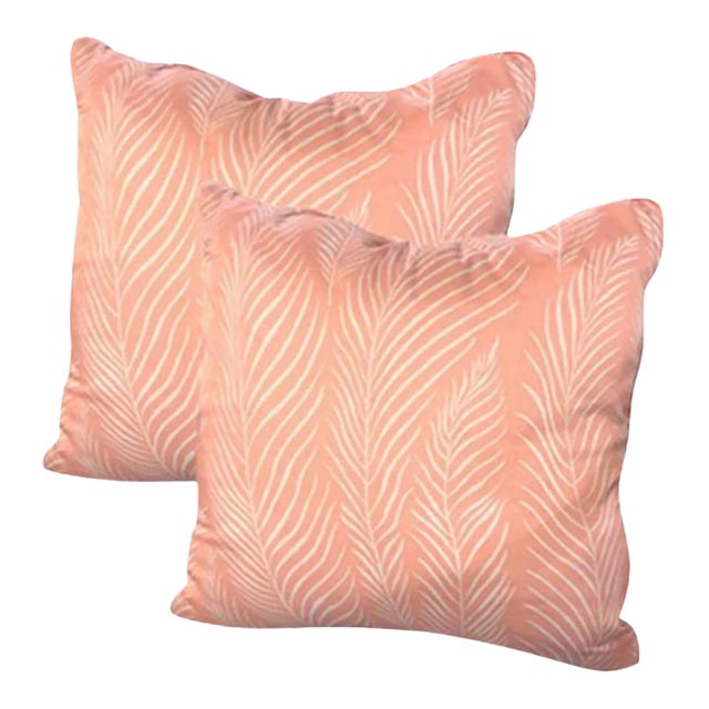 Pair 24'' Thomas Strayhan Pink Palm Pillows For Sale