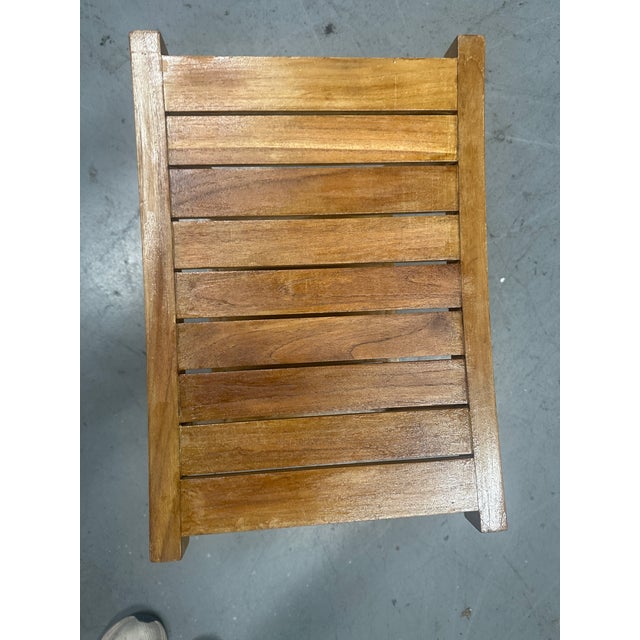 Mid-Century Modern Vintage Broyhill Solid Teak Stool Small Bench For Sale - Image 3 of 4