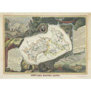Antique Map of the Department of Hautes Alpes For Sale