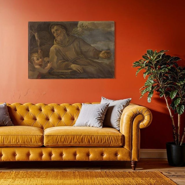 18th Century Italian School, Saint Francis of Assisi, 1770, Oil on Canvas For Sale - Image 5 of 11