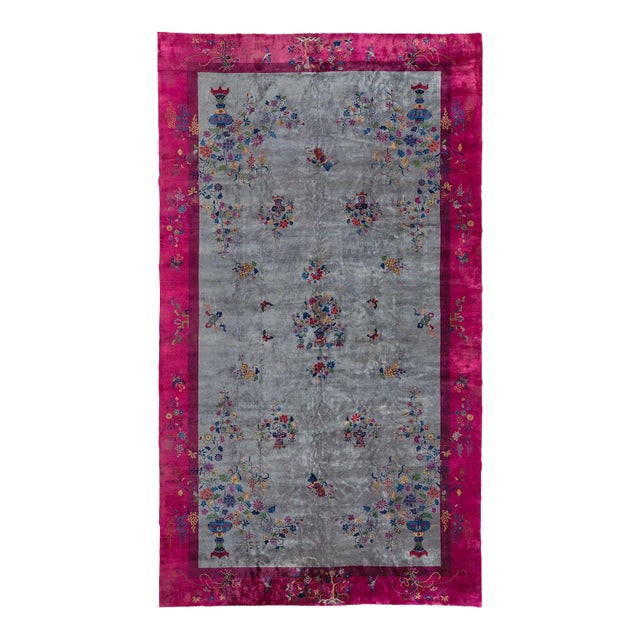 Early 20th Century Zabihi Collection Palace Size Art Deco Chinese Rug - 13'2" x 22'11" For Sale