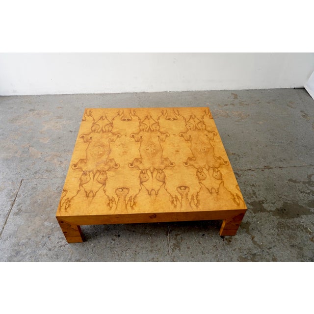 Milo Baughman 1970s Attributed to Milo Baughman for Thayer Coggin Large Burlwood Coffee / Cocktail Table For Sale - Image 4 of 16