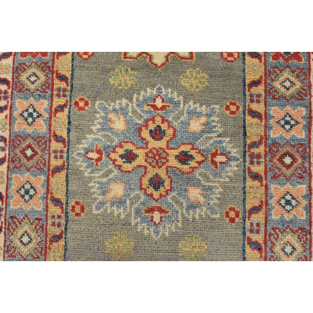 2020s Kazak Runner 2’1” X 5’7” Gray Wool Tribal Hand-Knotted Oriental Rug For Sale - Image 5 of 9