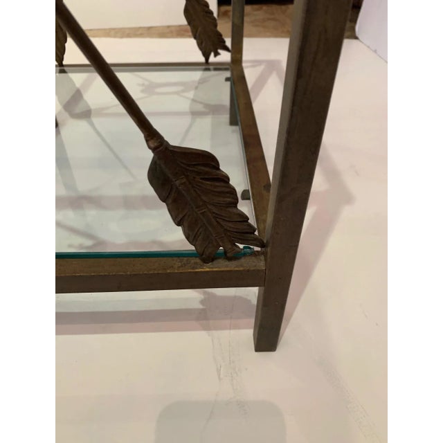 Metal Iron & Glass Neoclassical Style End Table With Arrow Motife For Sale - Image 7 of 13