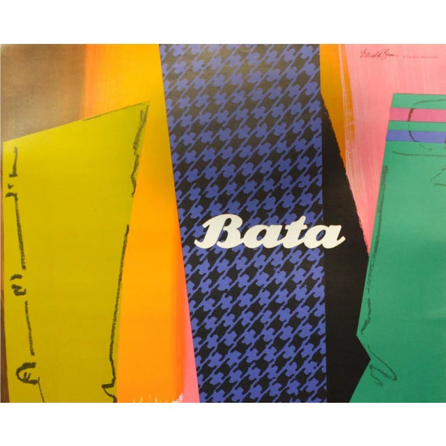 Mid-Century Modern 1964 Vintage Swiss Advertisement Poster, Bata Shoes by Donald Brun - Linen Backed For Sale - Image 3 of 3