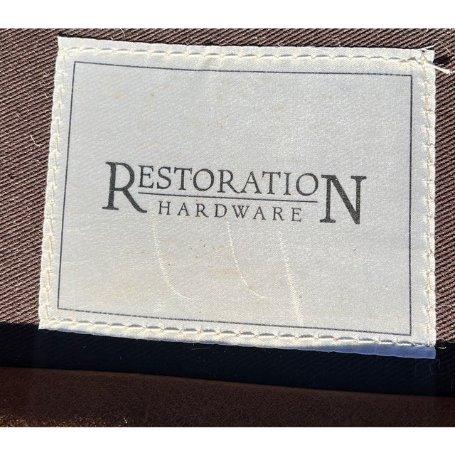Restoration Hardware Leather Tufted Chair Seating Chesterfield Style With Brass Nail Heads For Sale - Image 12 of 12