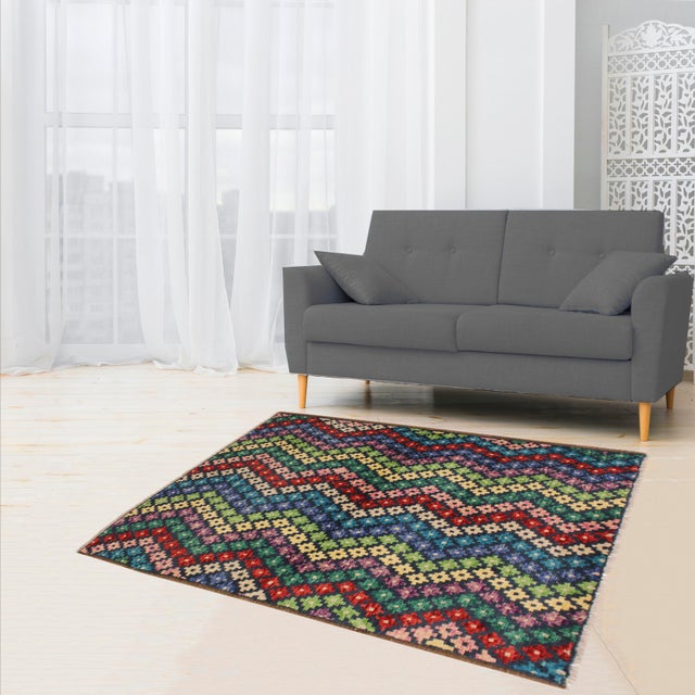 Boho Chic Balochi Hand Knotted Wool Rug - 3'4'' X 4'8'' For Sale - Image 9 of 9