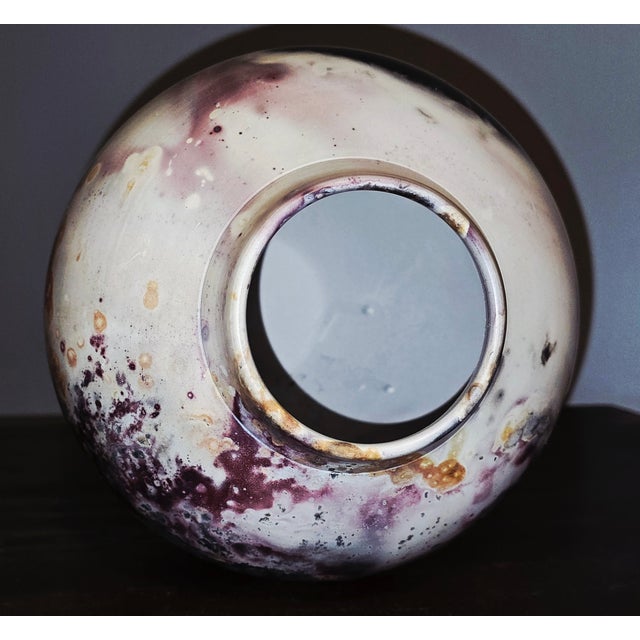 Joel Magen Studio Pottery Vase – Marbled Reactive Glaze, One‑of‑a‑Kind Artisan Form For Sale In Pittsburgh - Image 6 of 9