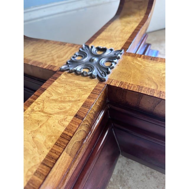 Late 20th Century Maitland-Smith Art Deco Style Round Burlwood and Glass Accent Table For Sale - Image 11 of 17