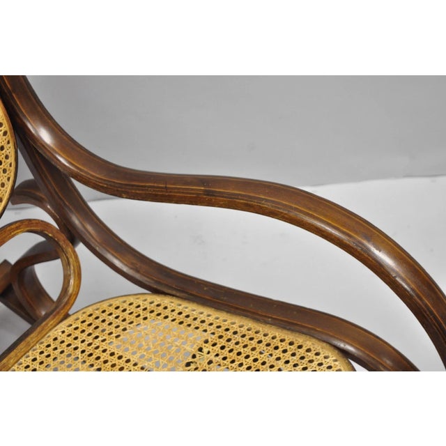 Vintage Mid Century Modern Thonet Style Bentwood & Cane Rocker Rocking Chair (C) For Sale - Image 12 of 18