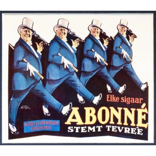 1920 Dutch Art Deco Cigar Advertisement, "Elke Sigaar Abonné Stemt Tevree", "Kessels & Van Hussen Eindhoven" (Matted) For Sale