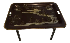 1960s Italian Chinoiserie Tole Tray Table