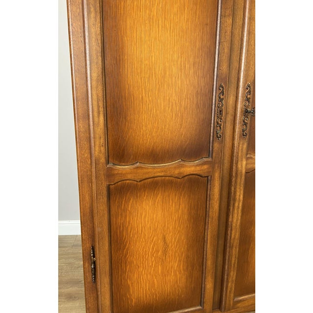 Vintage French Louis Oak Wardrobe For Sale - Image 5 of 11
