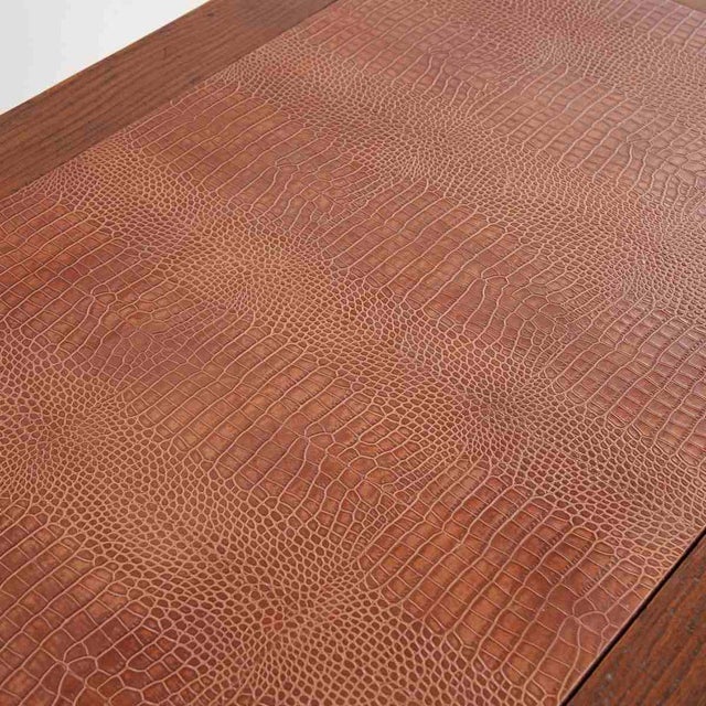 Nine-Drawer Desk with Genuine Leather Top For Sale - Image 3 of 11