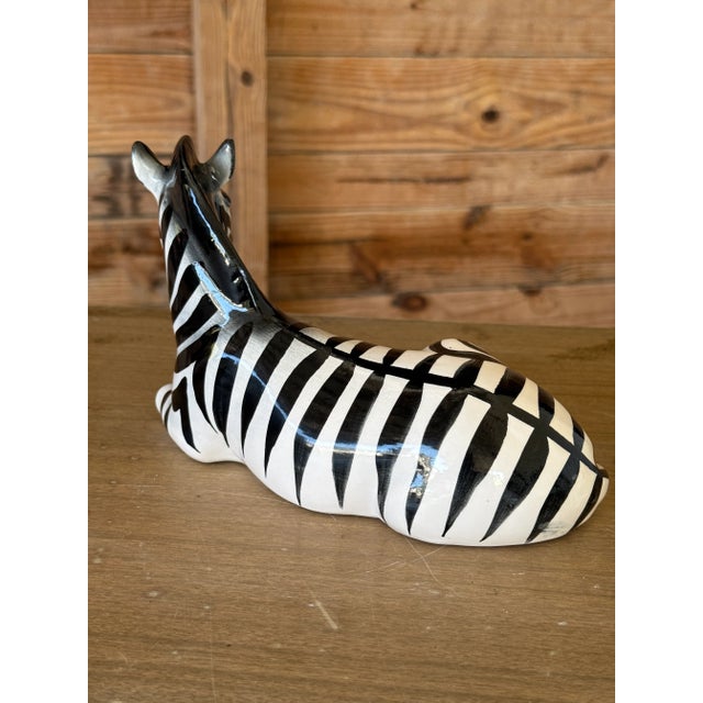 Vintage Regency Hand-Painted Ceramic Zebra Figurine by Sv Italy For Sale - Image 9 of 10