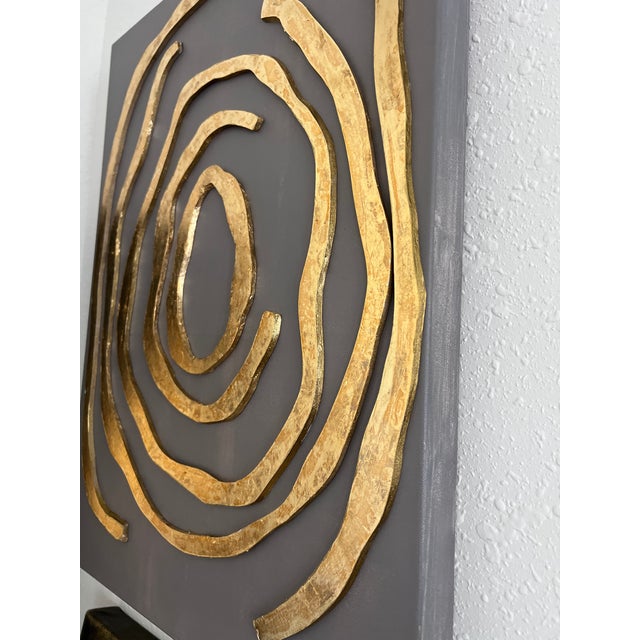 Gold Original 3d Abstract Art by Alena Kalen "Golden Labyrinth" Gold Leaf, Coa For Sale - Image 8 of 9