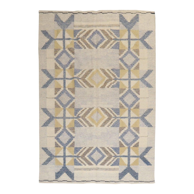 Mid 20th Century Abstract Swedish Kilim - 5'2" x 7'10" For Sale