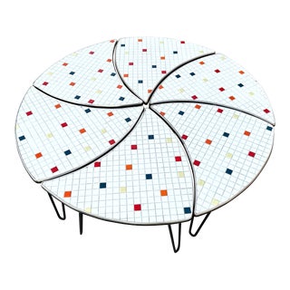 Mid 20th Century Tile Mosaic Pinwheel Coffee Table With Six Sections For Sale