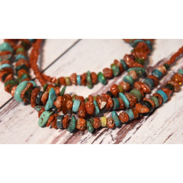 Vintage Coral Turquoise and Other Mixed Stone Double Strand Native American Necklace For Sale In Philadelphia - Image 6 of 16