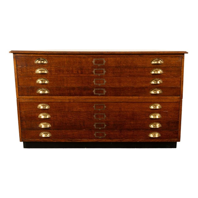Antique Oak 8 Drawer Filing Print Architect's Blueprint Cabinet Flat File 1900 For Sale - Image 14 of 14