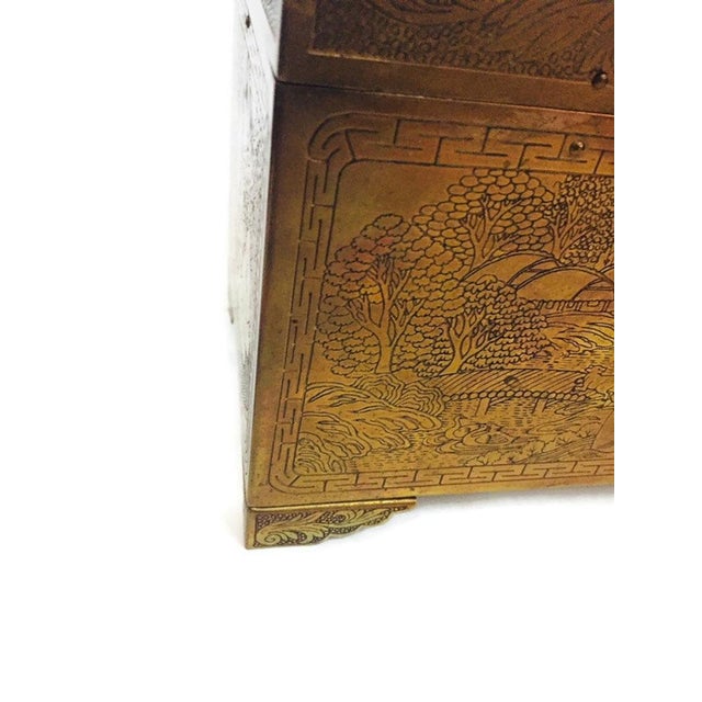 Vintage Chinese Brass Etched Keepsake Letter Box Chairish