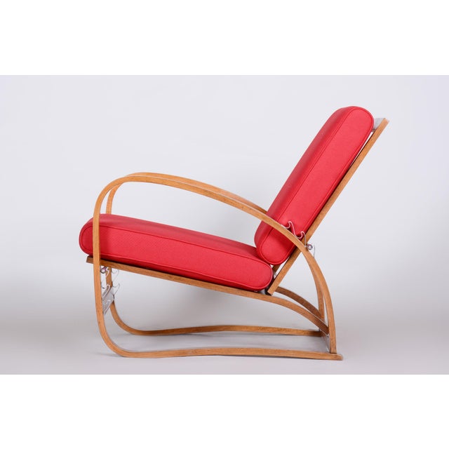 Czech Art Deco Oak Lounge Chairs attributed to J. Halabala for Up Závody, 1930s, Set of 2 For Sale - Image 4 of 13