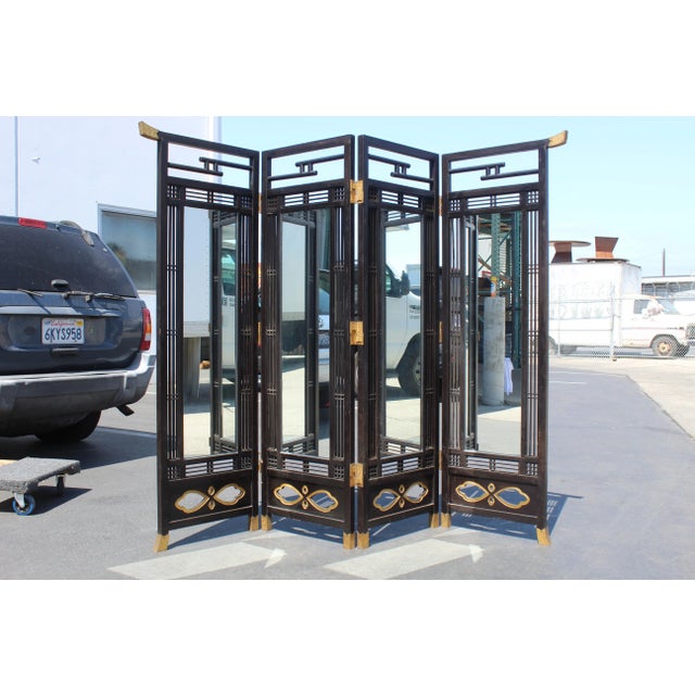 19th Century Japanese Meiji Period Mirrored Screen For Sale - Image 11 of 11