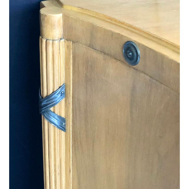 1940s French Sycamore 2-Door Cabinet With Pewter Mounts For Sale - Image 10 of 13