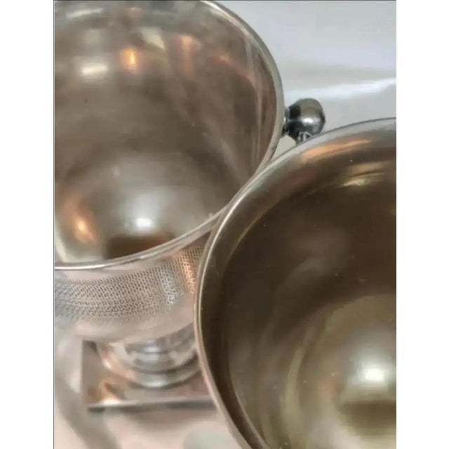 Art Deco Late 20th Century Vintage Petite Trophy Pedestal Champagne Buckets- A Pair For Sale - Image 3 of 7