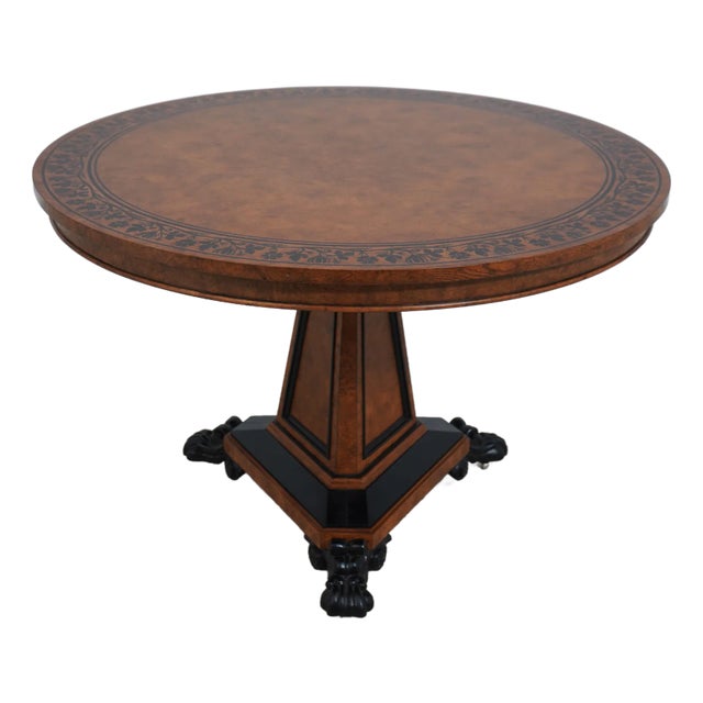 Baker Stately Homes Round Burl Ash Center Table For Sale