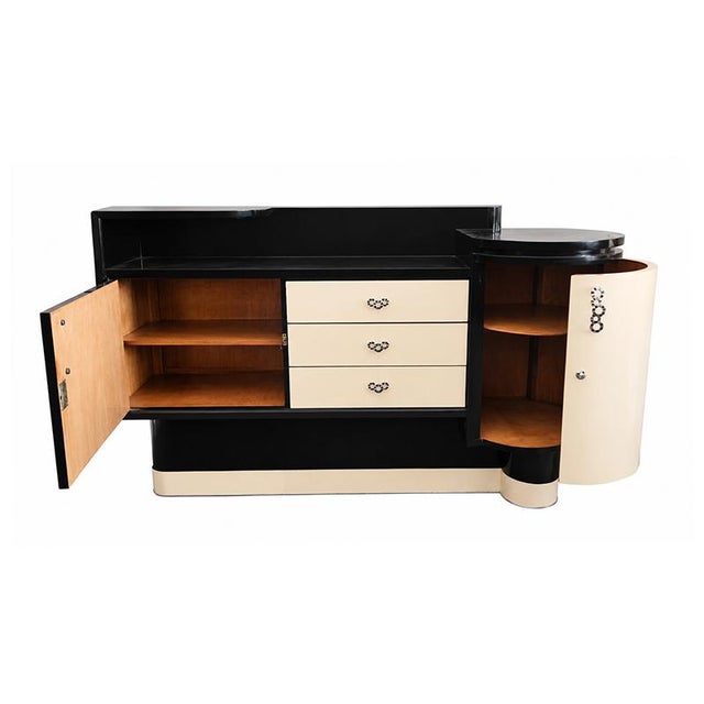 1930s Art Deco Parchment Sideboard with Corner Bar Cabinet, 1930s For Sale - Image 5 of 6