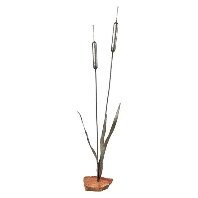 Brutalist Steel Cattail Table Top Sculpture Signed For Sale - Image 13 of 13