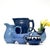Blue pitchers, group of 5. A beautiful assortment of mixed moody blue ceramic Art Deco and Mid-Century pitchers. Shortest:...