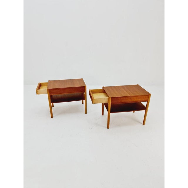Mid-Century Danish Teak and Oak Bedside Tables, 1960s, Set of 2 For Sale - Image 11 of 12