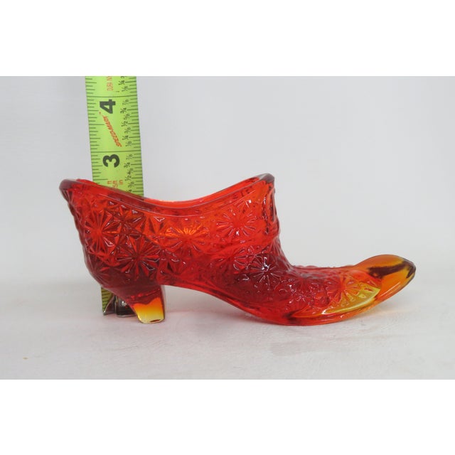 Vintage Fenton Amberina Daisy and Button Glass Slipper Shoe Figurine 4562b For Sale - Image 9 of 13