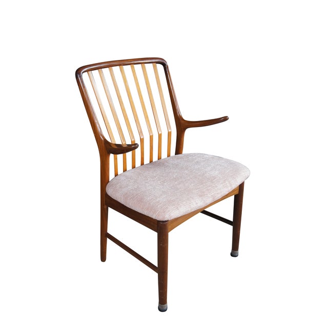 8 Otmar Furniture Danish Scandinavian Modern Dining Chairs, circa 1980. Features a minimalist sleek form with an angled...