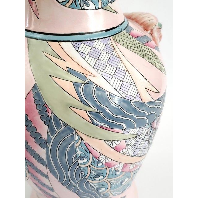 Light Pink Vase Chinese Foo Dogs For Sale - Image 8 of 12